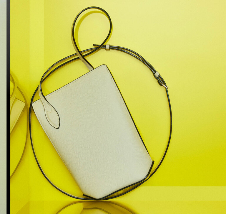 Valextra - Vivi Phone Pouch crossbody in Pergamena white Millepunte leathe